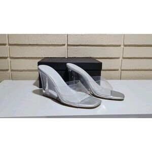 NIB Tony Bianco Alessi Wedge Sandal Slip on Mule Clear Transparent Size 9